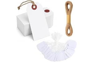 200 stycken prislappar, vita prislappar, loppmark-etiketter | 7 × 3,5 cm & 3,5 × 2,2 cm, presentetikett för märkning med jute