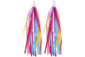 AINKOU 1Pair Rainbow Bike Streamers For Girls Boys, 2pcs 10" Colorful Bicycle Handlebar Grips Tassel Ribbons
