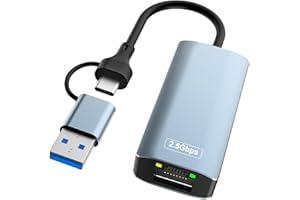 Ticenpe Adattatore Ethernet USB C 2.5G, Adattatore LAN USB 3.0 a RJ45 2500Mbps USBC Compatibile con Laptop, MacBook/Pro/Air, Surface Pro, Windows 11/10/8/7, Linux
