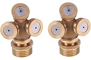 Tangger 2PCS 3-Loch-Nebelanlage Garten Rasen Sprühdüse,Düse Sprinkler Kopf Nebeldüse Bewässerung Sprinkler verstellbares Loch Messingdüse Bewässerung Sprinkler für Garten Rasen