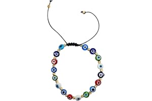 MYSTIC JEWELS Pulsera de Cuentas de Vidrio con Mal de Ojo Turco, Suerte y Protección