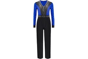 Yruioon Kinder Turnanzug Jungen Glitzer Gymnastikanzug Langarm Ballettanzug Ganzkörper Trikot Leotard Eiskunstlauf Body Sport Overall Jumpsuit