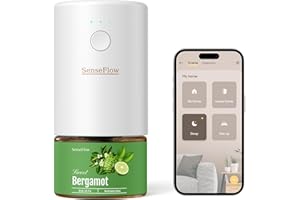 SenseFlow Diffusore di Oli Essenziali Wi-Fi SF101S - Ultrasuoni Senza Acqua Profumatore per Ambienti, 100% Vegetale, Aroma 120 Giorni, LED, Ideale per Casa, Hotel e Studio - Bergamotto
