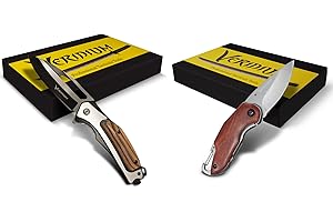 VERIDIUM Coltello Pieghevole Professionale in Acciaio Inox Giapponese VG10 al Cobalto, Coltello Tascabile, Coltellino da Caccia e Pesca con Comoda Clip da Tasca. Lama 8 cm, 186g Tempra 62 HRC. BEARING SYSTEM.