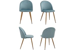 JZGORC Pack de 4 Silla de Comedor, Silla de Comedor de Terciopelo Suave, con Patas de Metal, con Almohadilla Protectora Ajustable - Verde