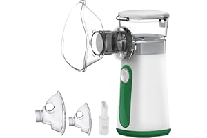 LIFOCI Aerosol Portatile Silenzioso, Macchina Aerosol per Adulti Bambini, Nebulizzatore Aerosol Apparecchio Aerosol con Boccaglio e Maschera, Aerosol Ultrasuoni Silenzioso, Meno Residui (Verde)