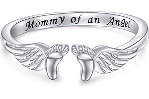 Flyow Miscarriage Ring Loss Mommy of an Angel 925 Sterling Silver Memorial Ring Jewelry Sympathy Pregnancy Miscarriage Gifts for Women Mother Mom Adjustable Size