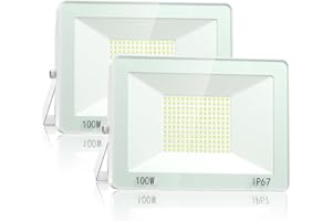 VRTOGTHE 100W Projecteur LED Extérieur 2 PACK, 180 Puces 10000LM Spot LED Extérieur, Blanc Froid 7000k IP67 étanches Eclairage Exterieur pour Terrasse, Cour, Jardin, Garage Et Usine
