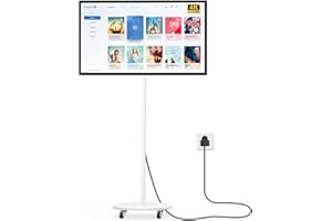 MWE 43-Zoll tragbarer Touch-TV, 4K drehbarer LCD-Bildschirm (mit Stromversorgung über Kabel), Android OS, Touchscreen, Type-C/USB/HDMI-Anschlüsse, auf Rädern, unterstützt drahtlose Maus/Tastatur