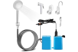 ‎AUTOPKIO AUTOPkio Campingdusche mit Wiederaufladbarer Akku, Camping Dusche Outdoor Outdoordusche mit Pumpe, Einstellbarer Waffelfluss, Sprüher für Garten Strand Autowäsche 12V 24V