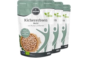 ‎BORCHERS 3x borchers Bio Kichererbsen Mehl | 3x 300g | Reich an Ballaststoffen | Proteinquelle | Ideal für orientalische Gerichte | Von Natur aus vegan | 900g