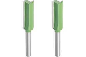 Aopin Router Bit 12mm Cutting Dia 6mm Shank Dia Double Flute Straight Bit Carbide for Woodworking Milling Cutter Tool, Green, Silver, 2Pcs