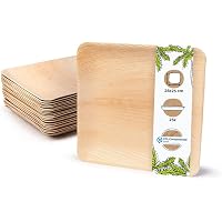 OnlyLeaf Palmware 50 Assiettes Rectangulaires Feuille De Palmier 25x25 Cm - Vaisselle Bio Jetable