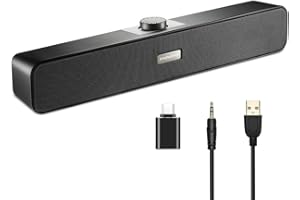 Imdwimd Altavoz de PC, pequeño, gran volumen, barra de sonido estéreo USB, puerto auxiliar alimentado por USB, compatible con