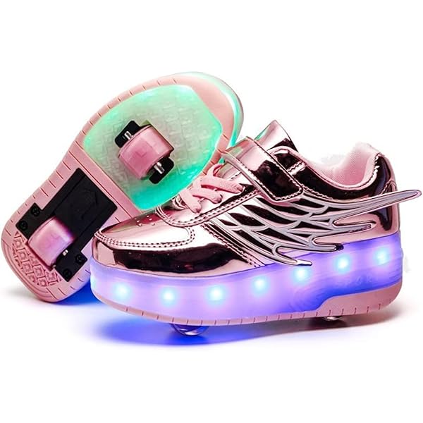 Unisex Kids LED USB Oplaadbare Enkele Dubbele Wielen Trainer Rolschaatsen Schoenen Intrekbare Lichtgewicht Outdoor Sport Cross Trainers Gymnastiek Running Sneakers voor Jongens Meisjes, 35.5 EU