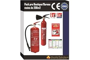 FIRE SHOP Kit lot extincteurs Co2 kg + Eau 6 litres additif + registre + 2 Panneaux