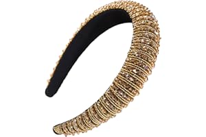 scicent Hairband Womens Sparkly Beaded Headband Rhinestone Embellished Hair Accessories Jeweled Crystal Wide Hair Bands 16425