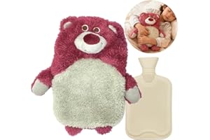 ANYINGKAI Bolsa de agua caliente prémium,Bolsa de Agua Caliente para el Alivio del Dolor,Botellas de Agua Caliente de Goma,Felpa Bolsas Agua Caliente,Hot water bottle with cover