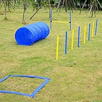 PawHut D07-004 Hund Agility Slalom Tunnel Übung Sprungring Hundesport Training Reifen Hürde Set Modell 2, blau / gelb