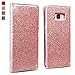 Produktbild OKZone Galaxy S8 Hülle, Luxus Glitzer Bling Premium PU Leder Handyhülle Brieftasche-Stil Magnetisch Folio Flip Etui Brieftasche Hülle Schutzhülle Tasche Case für Samsung Galaxy S8 (Roségold)
