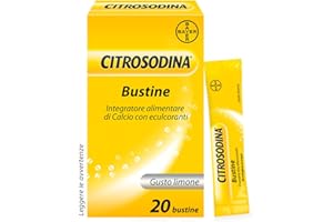 Citrosodina Integratore Digestivo per Digestione Difficile, Integratore Alimentare di Calcio al Gusto Limone Senza Zucchero, 20 Bustine Effervescenti