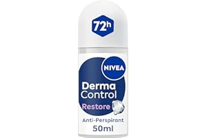 NIVEA Derma Control Restore Roll On (50ml), 72H Anti-Perspirant Protection with Hyaluronic Acid and Vitamin E, Hypoallergenic Deodorant for Sensitive Skin