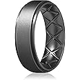 Egnaro Silicone Wedding Ring for Men, Dual-Tone Breathable Mens' Rubber Wedding Bands - One Ring with Two Color