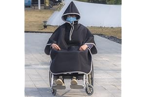 MOUSKE Couverture de fauteuil roulant d'hiver chaude pour tout le corps, cape de fauteuil roulant, poncho avec capuche, couverture thermique de voyage pour temps froid