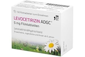 LEVOCETIRIZIN-ADGC® 5mg - 50 Stück - Allergie-Tablette mit vergleichbaren Ergebnissen wie Cetirizin bei halber Dosierung - zur Therapie von Allergiebeschwerden wie Heuschnupfen und Nesselsucht