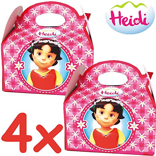 4 Geschenkboxen aus Pappe * HEIDI und die BERGE * für Kindergeburtstag und Mottoparty // CONO // Party Kinder Kinderparty Mitgebsel Geschenktüten Tüten Partyboxen Geissenpeter Almöhi Alpen Klara