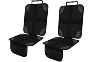 Tuxara 2 Piezas Protector Asiento Coche Silla Bebe, Universal Cubre Asientos Coche Compatible Isofix con Organizador Bolsillos, Antideslizante Impermeable, Fundas Coche Asientos