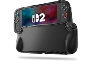 FINTIE Coque Compatible avec Nintendo Switch 2 (2025) - [Souple en Silicone] Étui Antichoc avec 2 Emplacements pour Carte de Jeu, Housse Ergonomique, Protection Anti-Chute, Noir