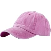 Arel - Pembe Eskitme Kumaş Erkek Kadın Klasik Vintage Tarzı Yıkanmış Pamuklu Beyzbol Şapkası, Ayarlanabilir