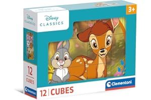 Clementoni- Disney Classics Classics-12 Pezzi Bambini 3 Anni, Cartoni Animati, Cubi, Puzzle, Made in Italy, Multicolore, 41196