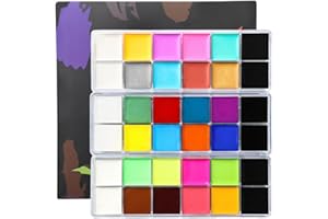 QUSTGO Face Body Paint Oil Palette - Professional Safe Non Toxic Makeup Painting Kit for Kids & Adults, Flash Colors for Halloween Party, Cosplay, SFX, Tattoo, Fancy Dress & Stage Makeup