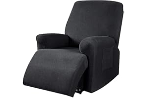Il Gruppone Passione Casa Copripoltrona Jacquard Elasticizzato per Poltrona reclinabile Relax con Tasche copridivano salvadivano - Nero