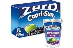 Capri-Sun Zero Blackcurrant & Apple Kids' Juice Drink (8 x 200ml), No Added Sugar - Made with Real Fruit Juice - No Preservatives, Artificial Colours, or Flavours - Vegan, Gluten Free
