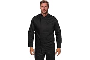 PALLTEX KOTO LS 100% Cotone Giacca Cuoco Uomo con i Bottoni Automatici Giacca da Cuoco Ristorante Divisa da Cuoco a Maniche Lunghe