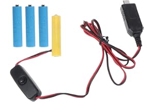USB C-strömkabel med omkopplare för AAA-batteri ersätter 4 AAA 6 V batteri