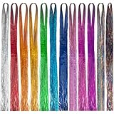 Fügen Sie mehr Charme hinzu: machen Sie cool und modisch, funkelnde und glänzende Strähne Haar Lametta ist gut für die tägliche Haarschönheit, Geburtstagsfeier, Themenparty, heben Sie sich mit Ihrer Schönheit hervor, machen Sie hervorragend in der Menge