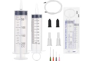 Aotfusd 2 strzykawki 100 + 200 ml, strzykawka z wężem i tępymi igłami, strzykawka do oleju, strzykawka dozująca, płyny pomiarowe, nawadnianie roślin, karmienie zwierząt, laboratoria naukowe (160 g)