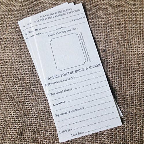 Words of wisdom / Guest Advice For The Bride & Groom Wedding Entertainment Cards (x12)