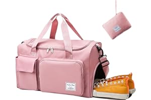 Aedcbaide Borsa da notte per il fine settimana da donna Borsa da palestra separata asciutta e bagnata grande capacità, borsa da weekend espandibile in tela