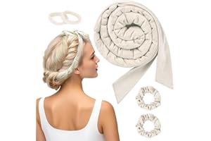 BUTBU 5 Stück Heatless Curls, Samt heatless curls Band, Hair Curler Overnight, Lockenwickler über Nacht, DIY Hair Curler Rollers Set, Locken Ohne Hitze Für Lange Haare (Beige)