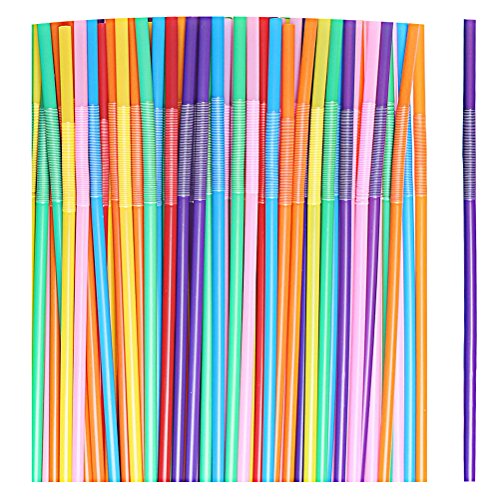 SUMAJU - Cannucce Extra Lunghe in plastica, Multicolore, 14 x 5,3 x 4,6 cm, 100 Pezzi