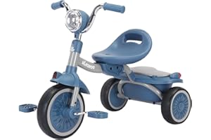 UBRAVOO Bebés Triciclo Plegable, con Pedales, Luces Geniales, Ruedas Duraderas y Asiento Cómodo, Triciclo para Niñas y Niños de 1 a 5 Años (Azul)