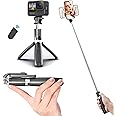 TyCom 90cm Cell Phone Selfie Stick Tripod, Smartphone Tripod Stand All-in-1 with Integrated Wireless Remote, Portable, Lightweight, Extendable Phone Tripod for iPhone and Android (L02, Black)