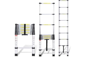 Randaco Échelle télescopique en Aluminium de 2,6 m - Antidérapante - Échelle Multifonction - Extensible - Charge maximale : 150 kg