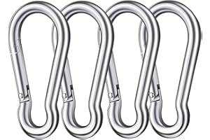 Taeku Mosquetones, Acero Inoxidable Mosquetón de Resorte 8 cm Resistentes Ganchos de Mosquetón para Gimnasio, Camping, Senderismo y Colgar Plantas (4 PCS)