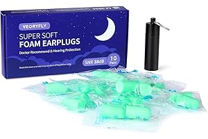 VeoryFly Ear Plugs for Sleep, NEW Soft Foam Ear plugs-10 Pairs Reusable Noise Cancelling Ear Plugs with a Travel Case, 38dB SNR Noise Reduction Earplugs for Deep Sleeping, Snoring, Concert, Study,Work